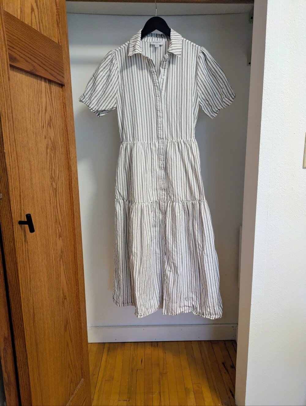 Evereve Ella Striped Poplin Midi Shirt Dress size xs